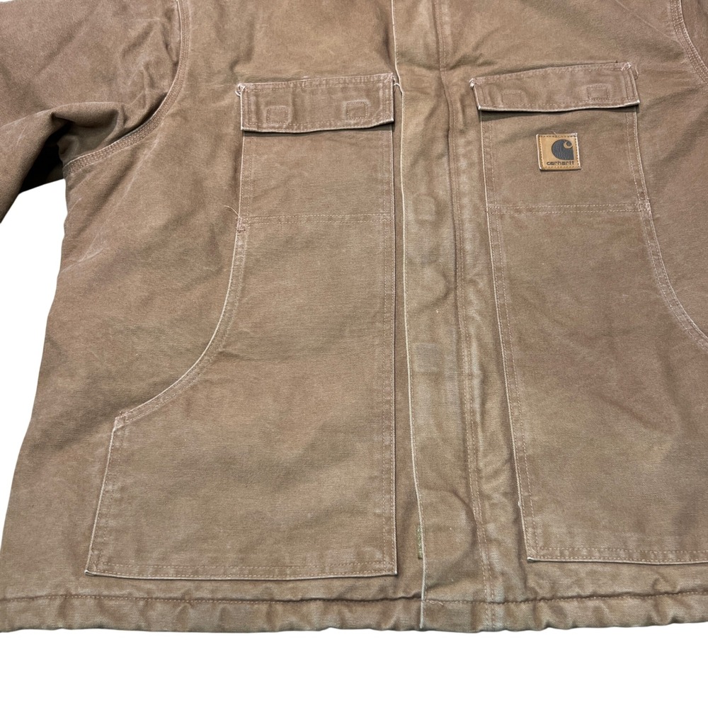 Carhartt Mens 2XL Brown Duck Chore Coat Jacket Quilted Lined Workwear - Picture 7 of 16